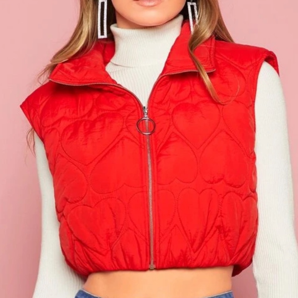 SHEIN Red Quilted Vest